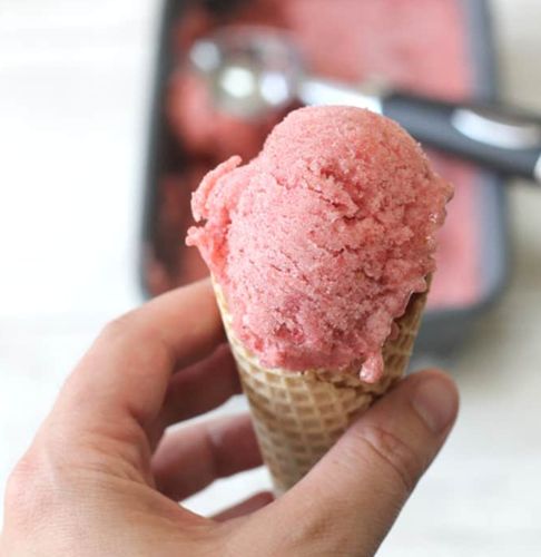 A hand holding an ice cream cone

Description automatically generated